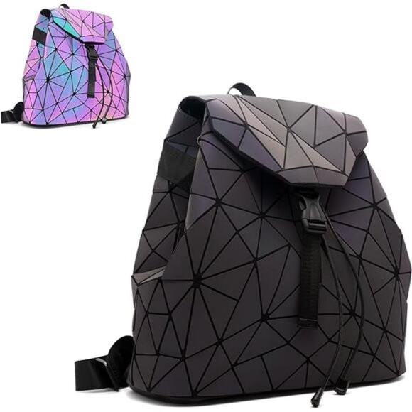 Geometric Backpack Geometries Glow Large Purse Backpack Geometrical Luminous Bag - Picture 14 of 14